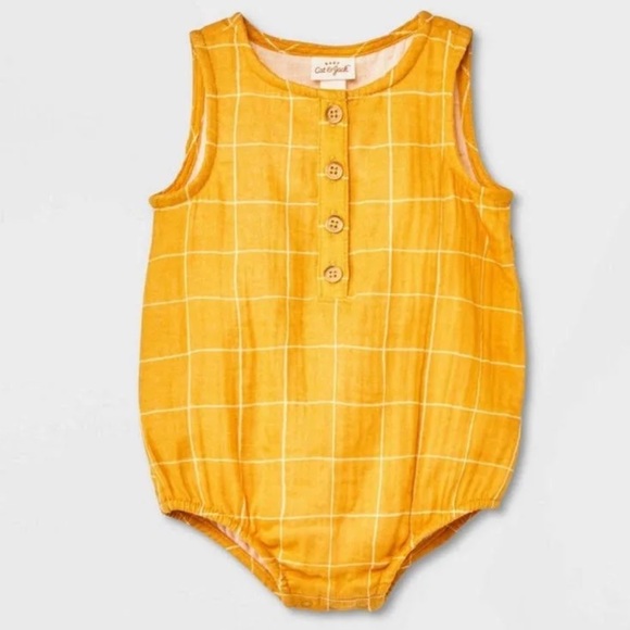 Cat & Jack Other - Cat & Jack Baby Girls Gauze Sleeveless Romper - Medium Mustard 24M